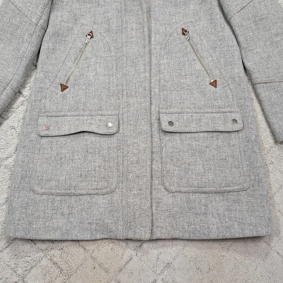 J. Crew Jacket Womens 10 T Gray Chateau Parka Italian Stadium Cloth Wool Hooded